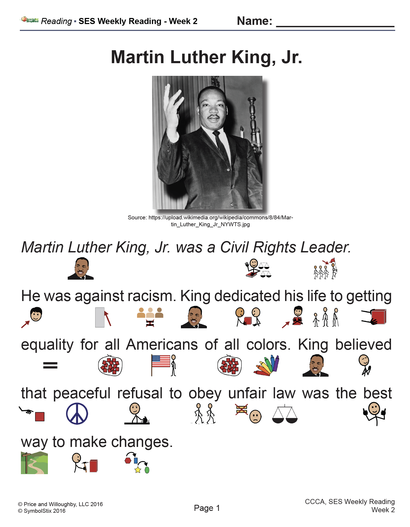 SES Weekly Reading-Martin Luther King, Jr.